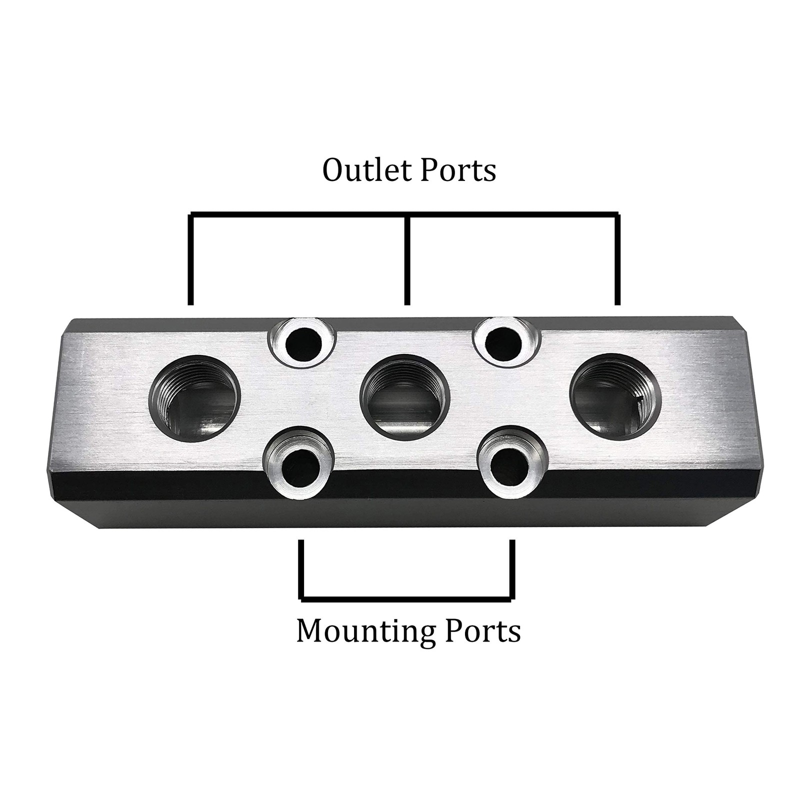 3 Way Pneumatic Manifold Air Distribution Block, G1/2 3 5 Port, Silver