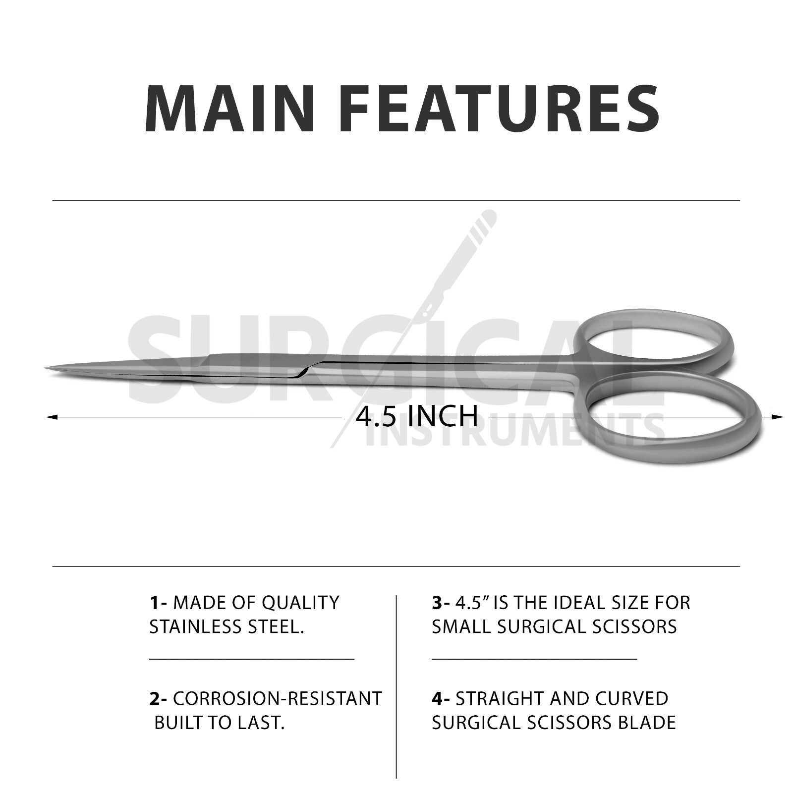 2 Iris Scissors 4.5″ Curved & Straight Surgical Dental Instruments