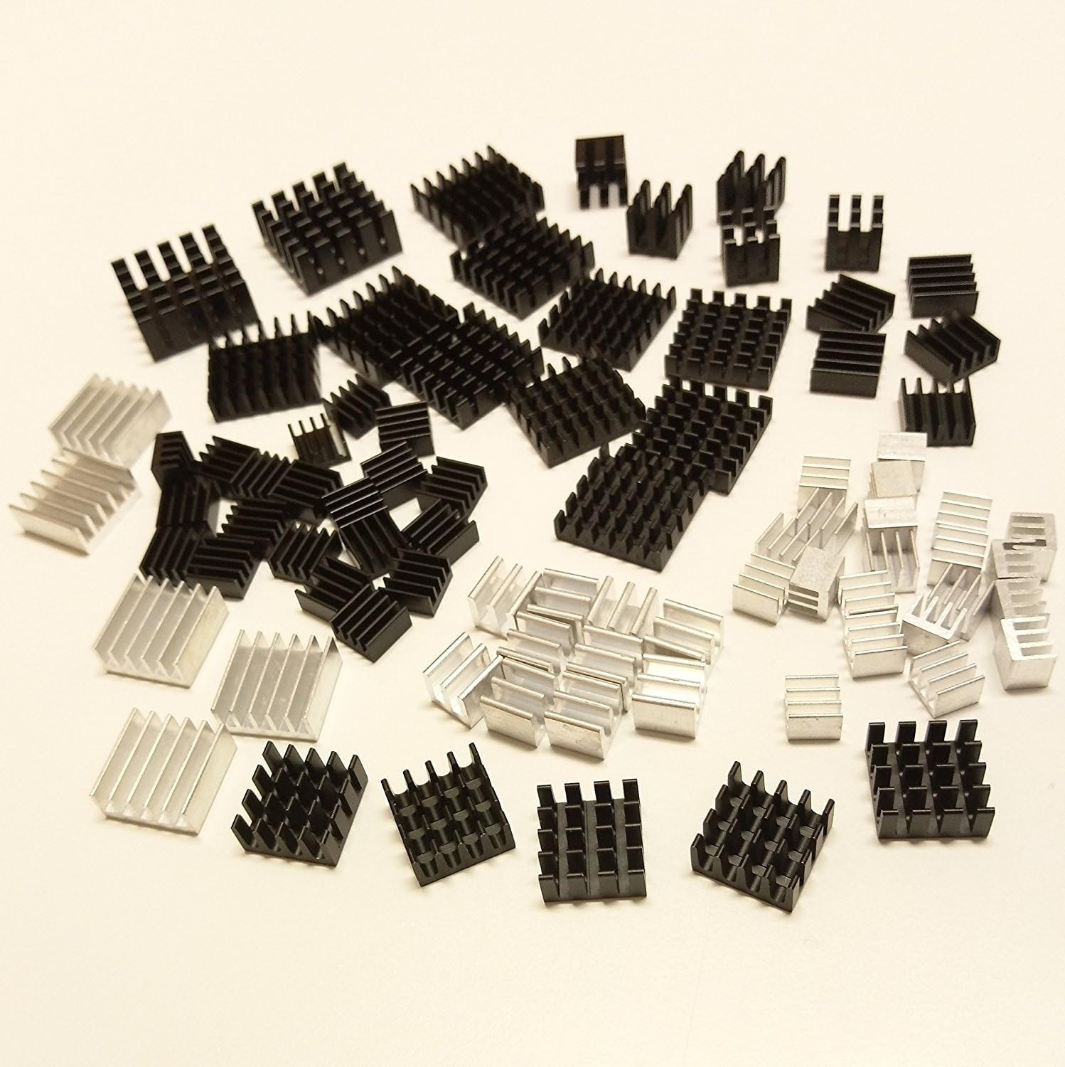 Easycargo 100pcs Heatsink Assortment Kit Small Cooler Aluminum Heat Sink Set for