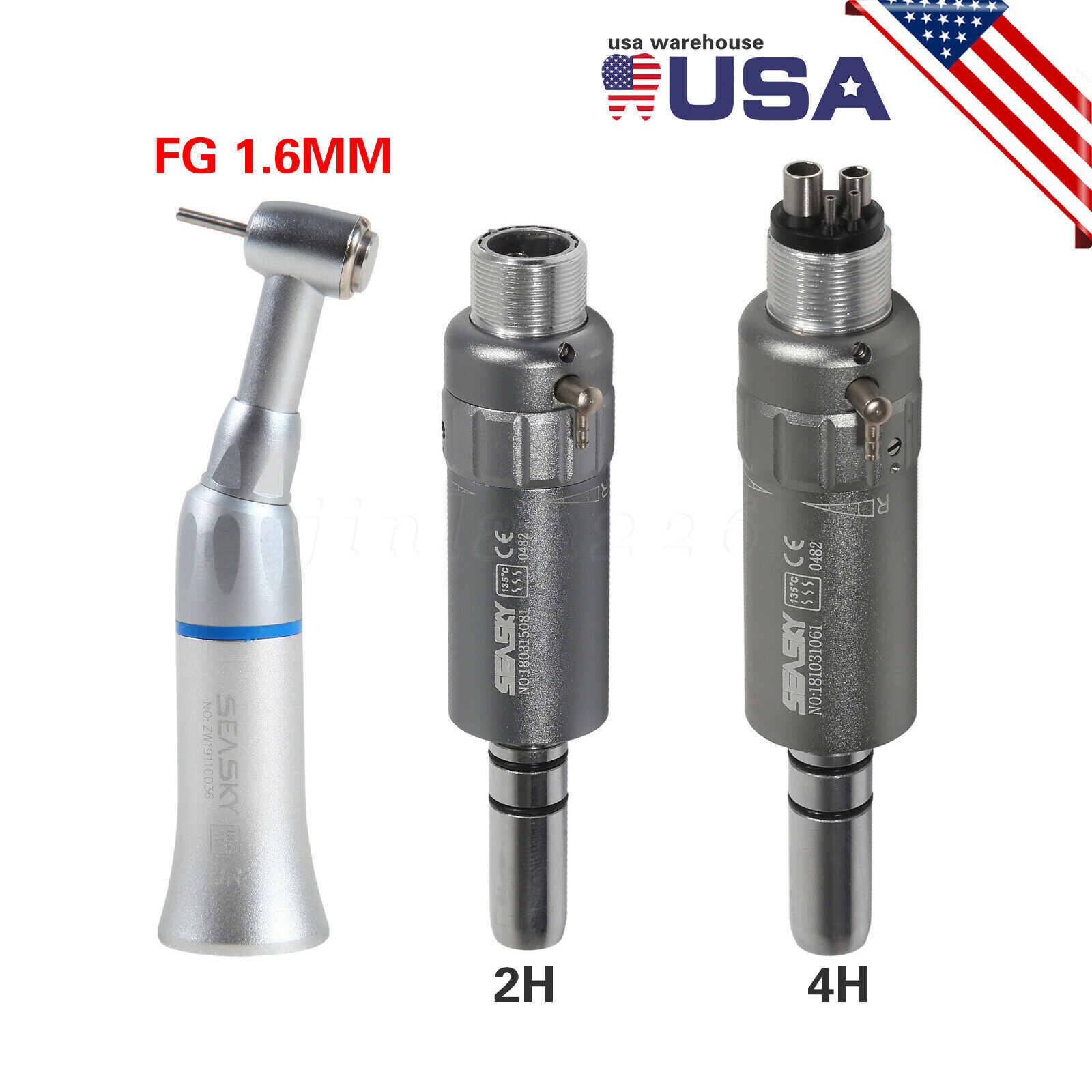 Dental Slow Low Speed FG 1.6mm Contra Angle Straight Air Motor 2H/4H NSK Style A
