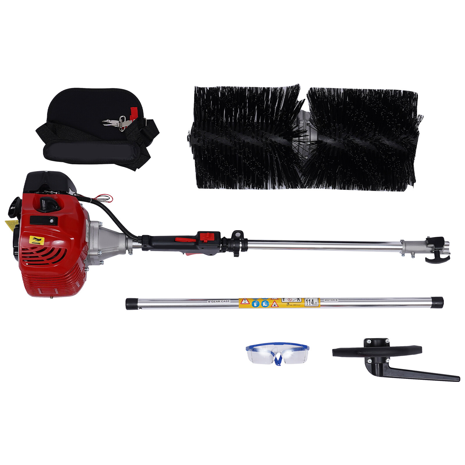 Gas Power Handheld Sweeper Broom Driveway Turf Artificial Grass Snow Clean 52CC