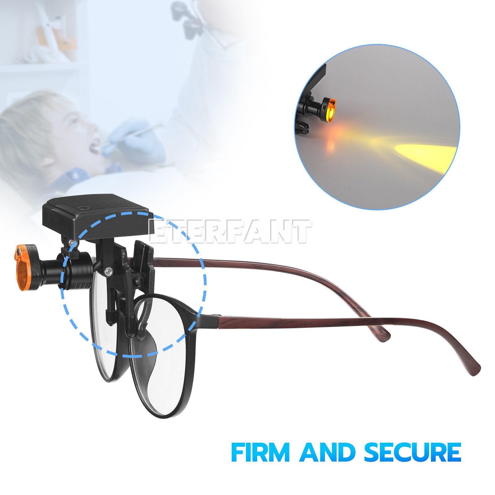 ETERFANT 5W Wireless Dental LED Headlight with Filter for Binocular Loupe Glasse