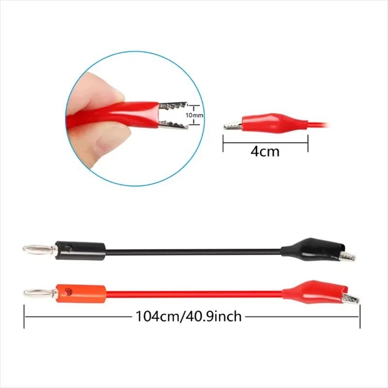 1M Alligator Clip to Banana Plug Test Lead Cable Crocodile Connector Wire