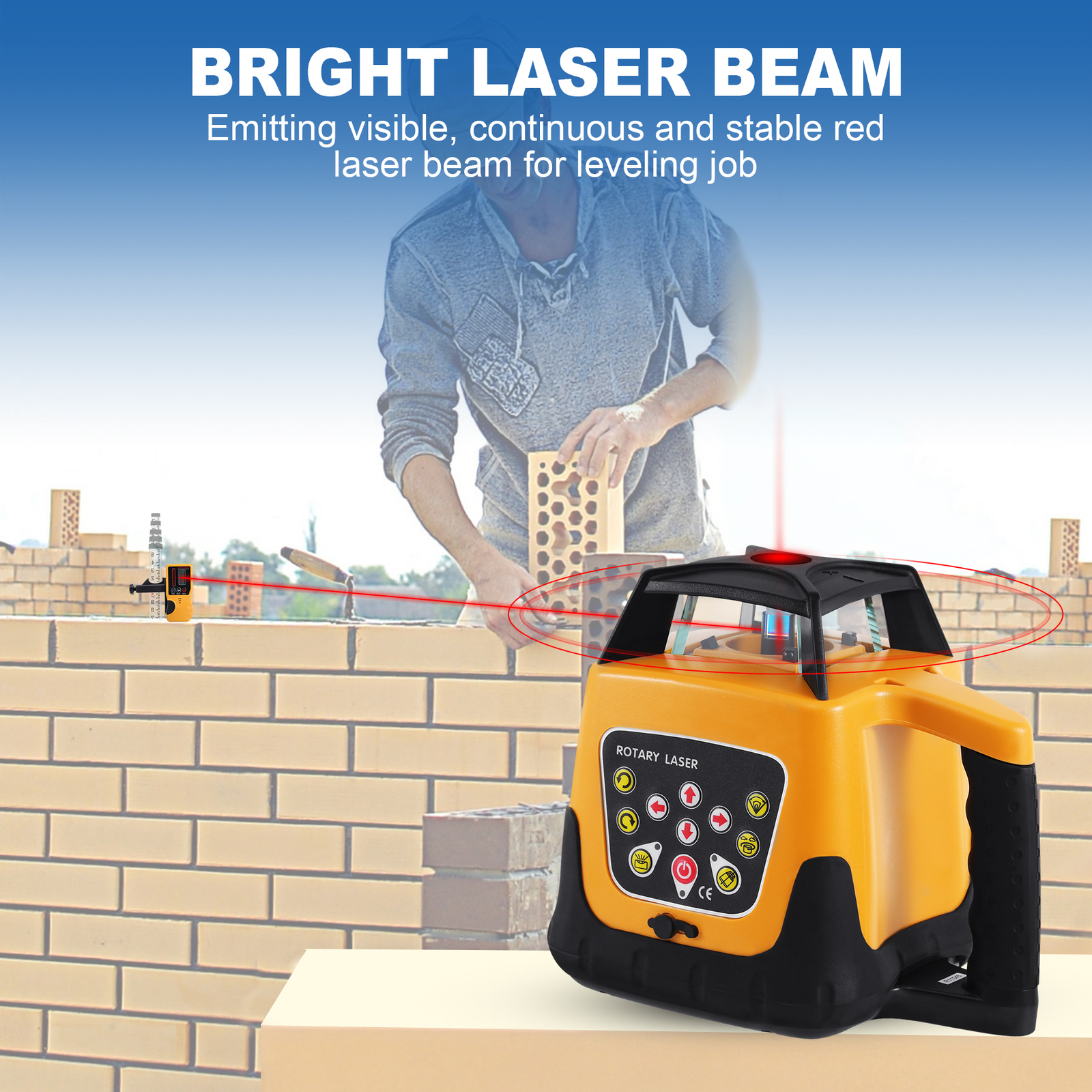 500m Self-leveling Red Laser Level 360 Rotating Rotary with Tripod Staff