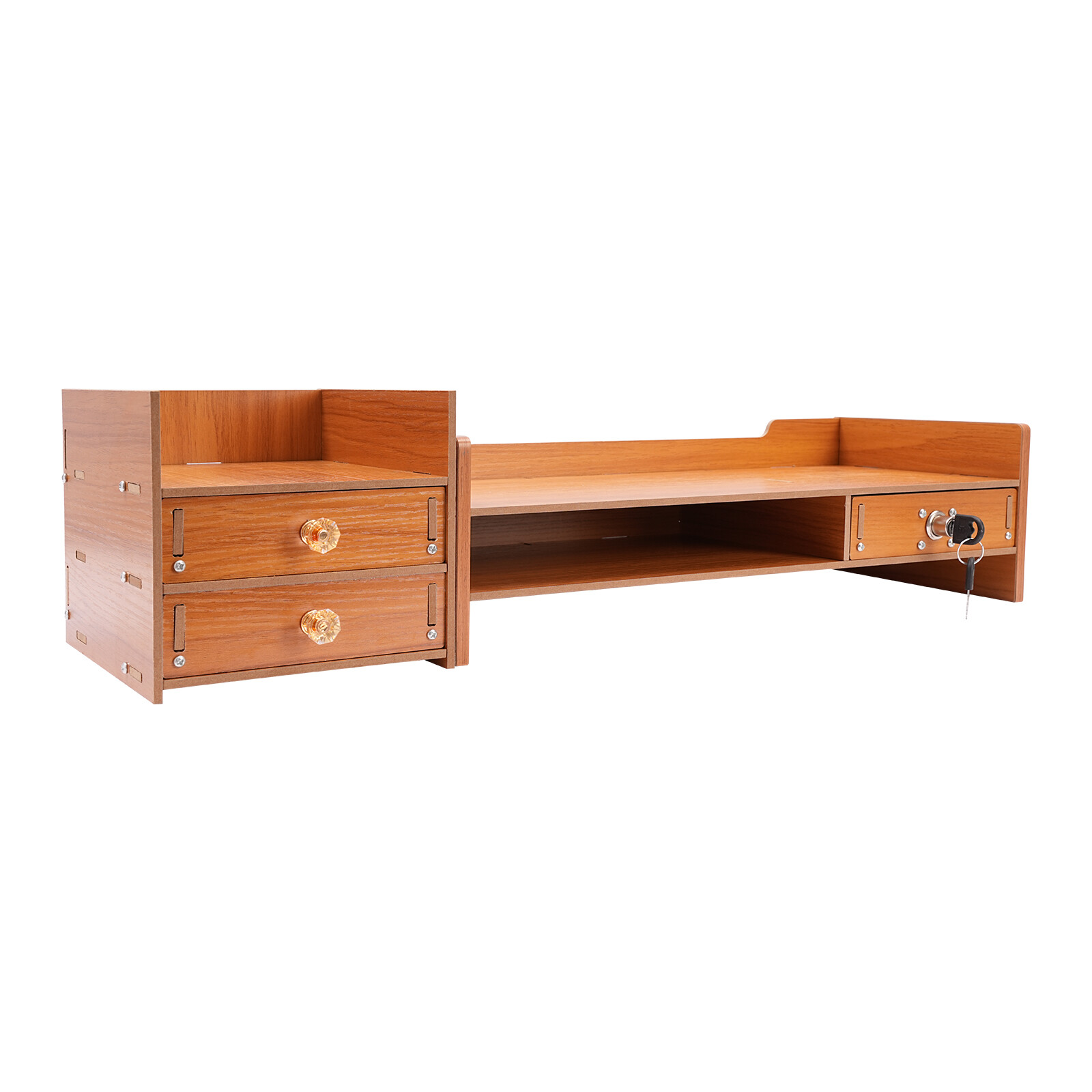 Wooden Desk Organizer with Drawers Office Supplies Computer Desktop Tabletop