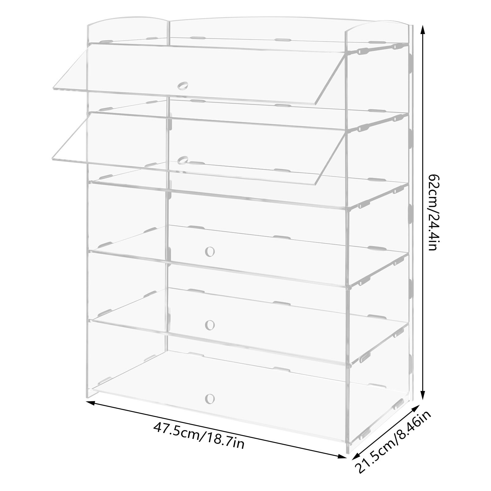 5-Tier Acrylic Display Case Bakery Pastry Countertop Showcase 18.7*8.46*24.4in