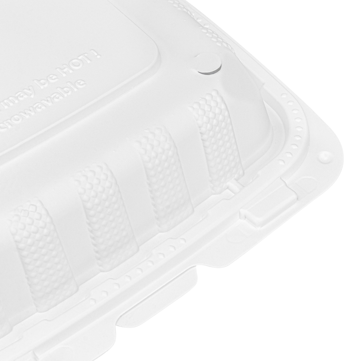 Karat Earth 8″ x 8″ Mineral Filled PP Hinged Container, 1 compartment – White