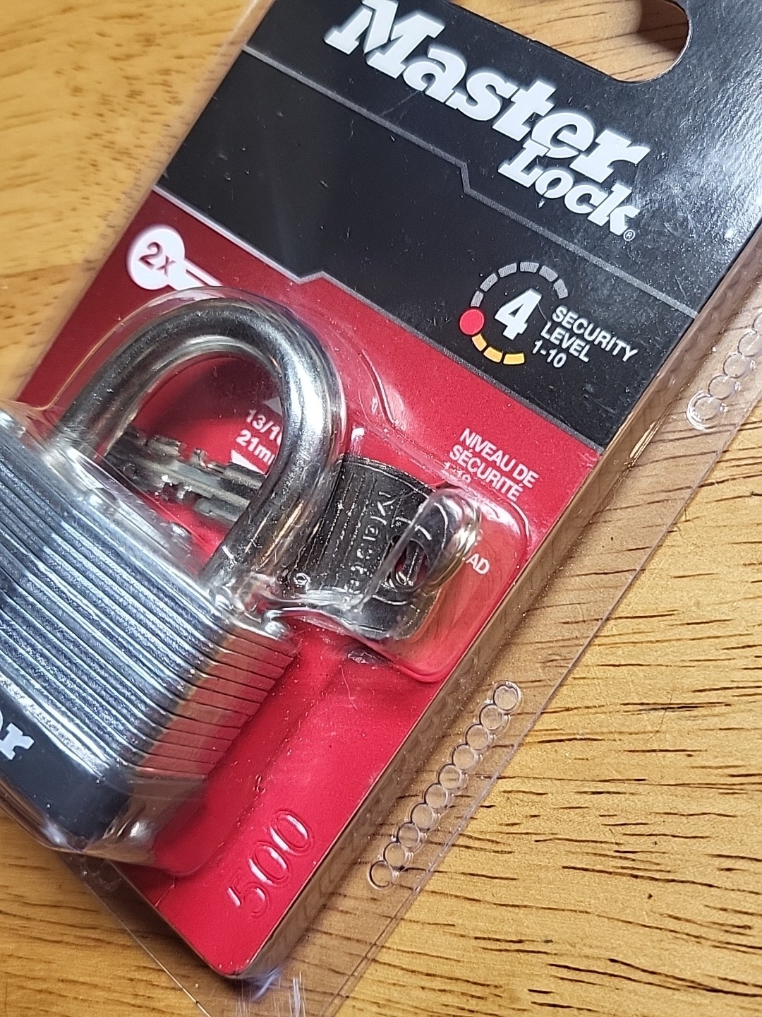 Master Lock # 500D 13/16in 21mm Padlock 1-3/4in 44mm w/ 2 Keys Security Lvl 4/10