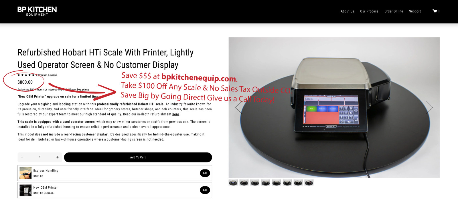 Hobart HTi Scale With Printer, Used Operator Screen & No Customer Display