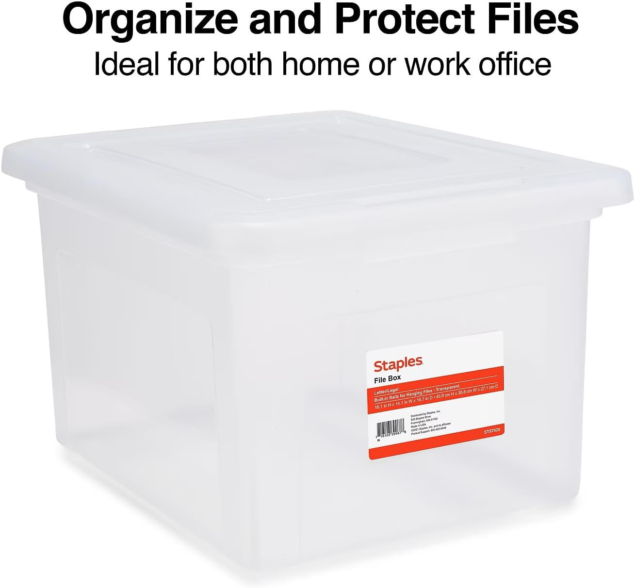 Plastic File Box with Snap Lid, Letter/Legal Size, Clear, 4/Carton | Stackable S