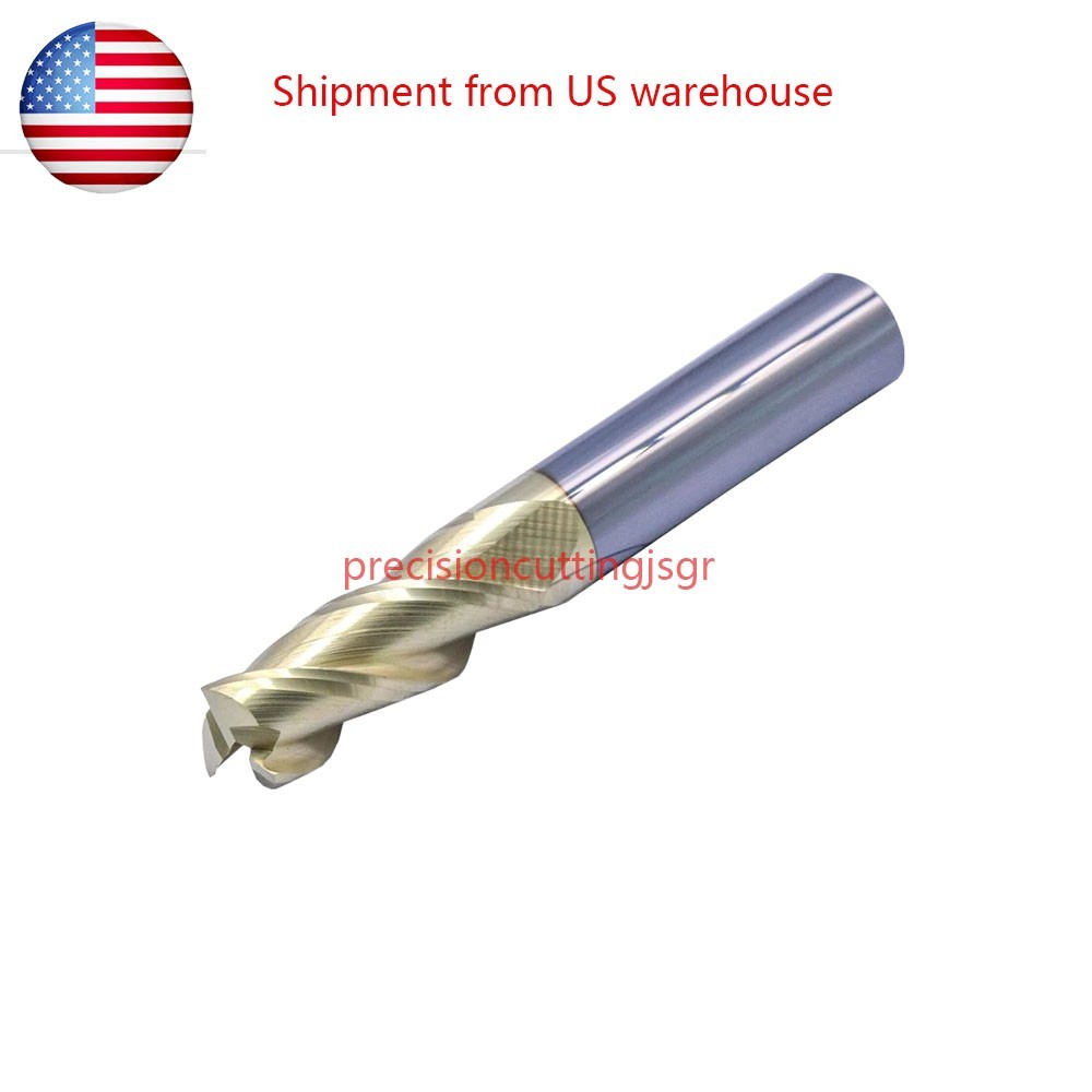 3/8″ 3 Flute Carbide End Mill 37° Helix For Aluminum – Square End – ZRN Coated