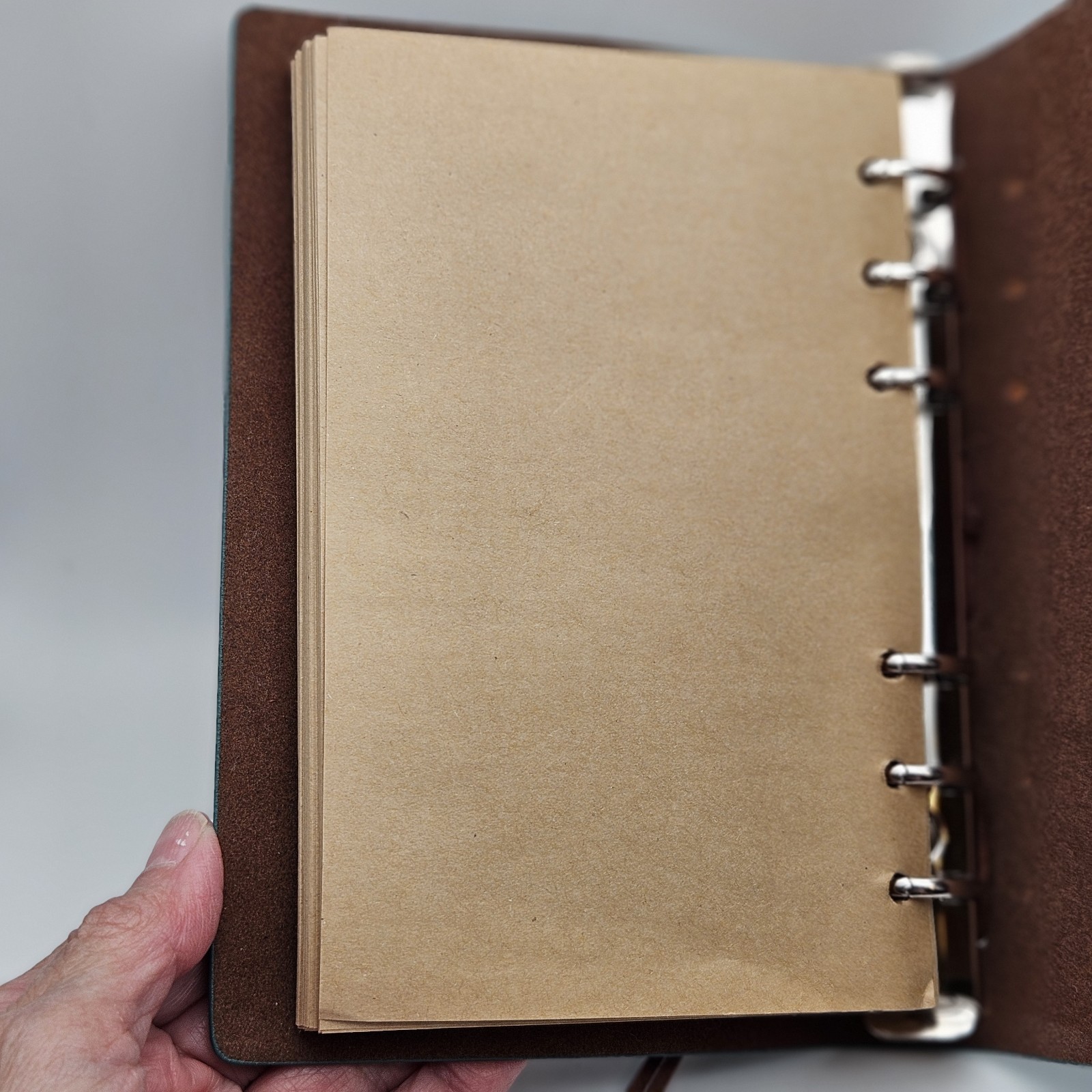 Leather Journal 6 ring Sketchbook Pages w/ 2 New Lined Page Refill Packs