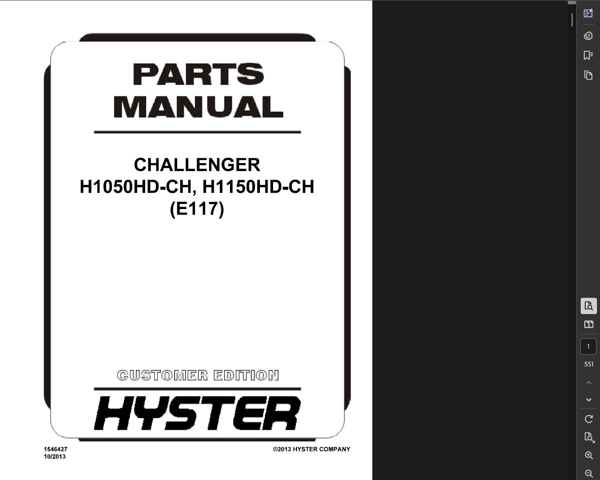 HYSTER FORKLIFT (E117) H40.00XM-16CH SERVICE REPAIR SHOP PARTS MANUAL PDF ON USB