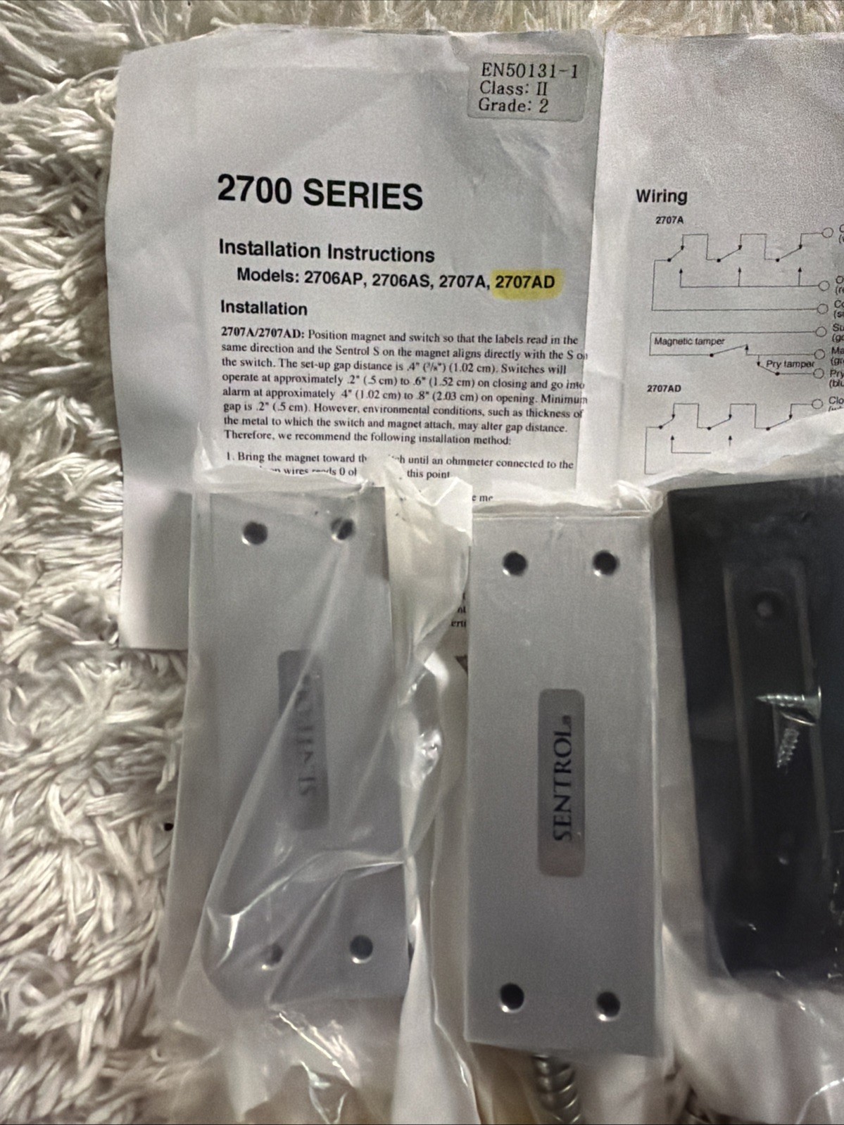 Sentrol 2707AD-L High Security Surface Mount Magnetic Contact 2700 Series