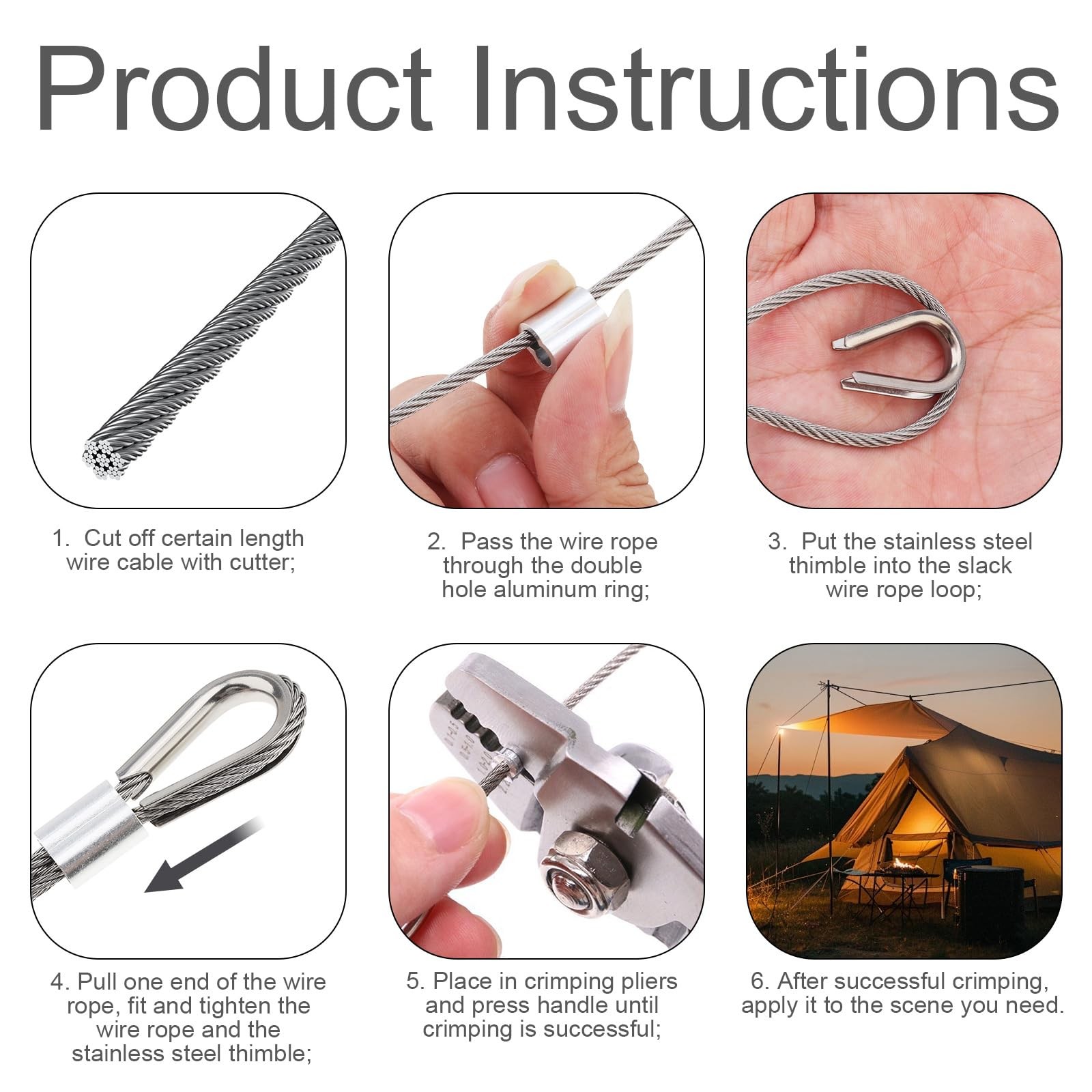 50Pcs M5 Wire Rope Thimbles 3/16″ Stainless Steel Thimble for Diameter Cable
