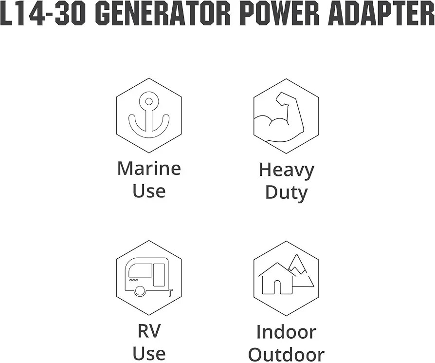 You get 2NEMA L14-30P to TT 30R 30 Amp RV Generator Adapter 4 Prong 30A L14-30P
