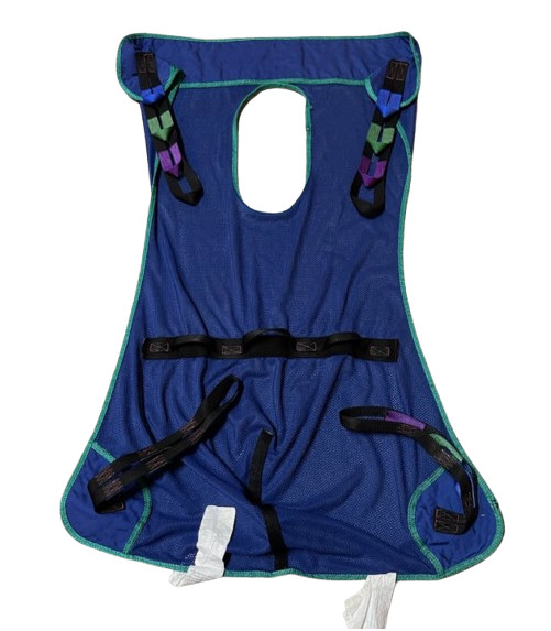 Invacare R115 Large Full Body Sling w/ Commode for Patient Lift Blue Mesh Manual