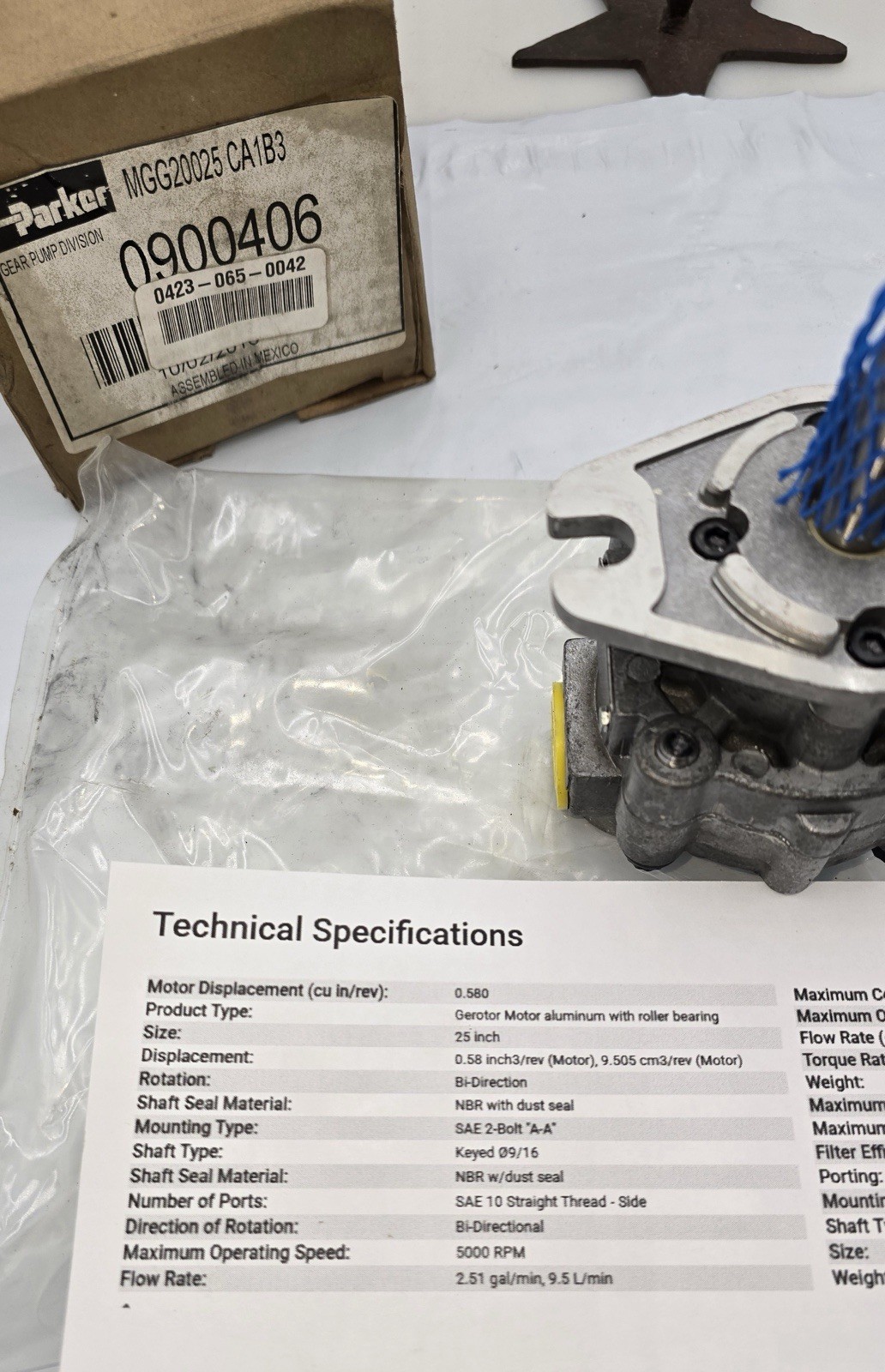 0900406 Parker-Commercial InterTech Gerotor Hydraulic Motor MGG20025-CA1B3 NEW