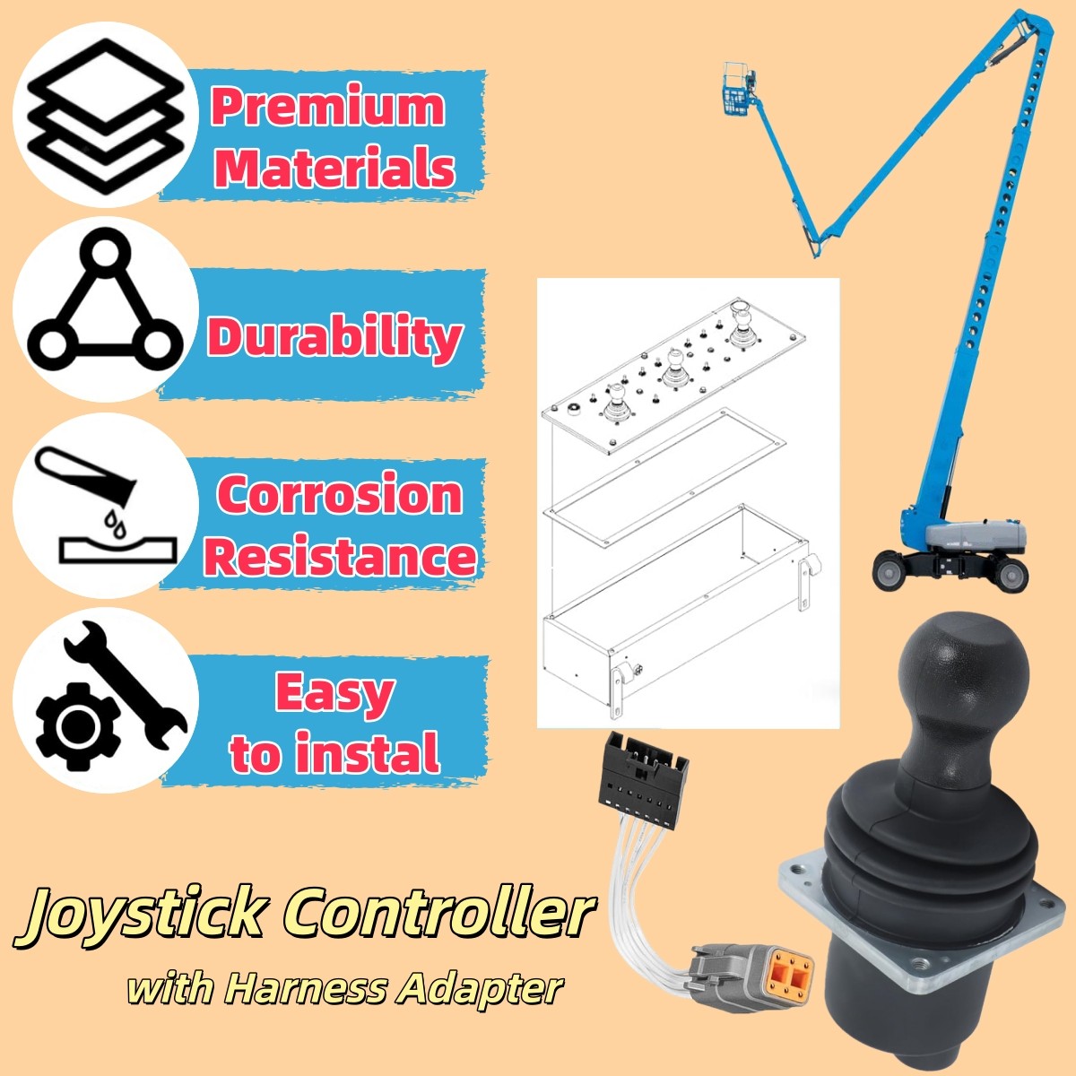 Dual Axis Joystick Controller 101174 101174GT 62390GT for Genie S‑45 S-60 S‑80