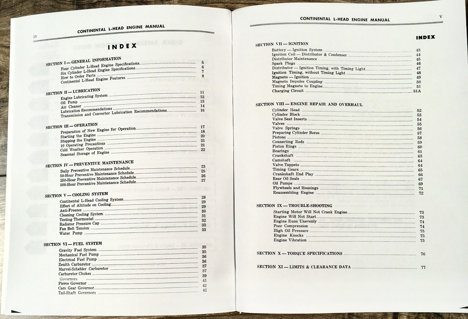 Continental L-Head F162 F163 Engine Motor Service Repair Owners Operators Manual