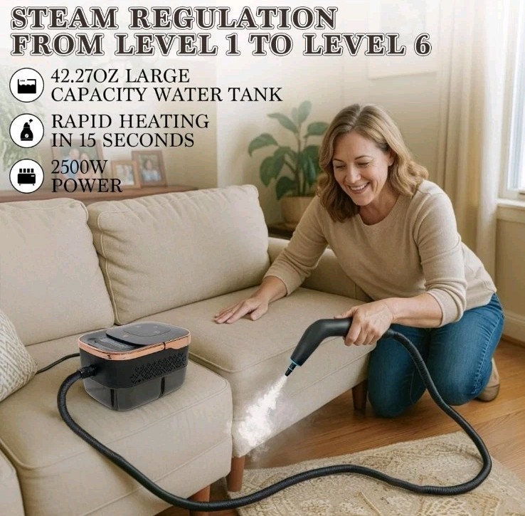 Steam Cleaner,15s Heat-Up 42.27oz Tank,2500w Handheld Steam Cleaner for Home