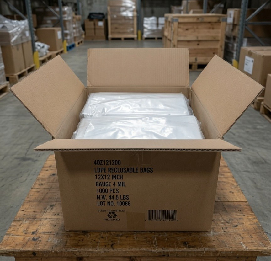 1000 PCS HEAVY DUTY 12″ x 12″ Clear Zipper Seal Bags Reclosable Plastic Bag