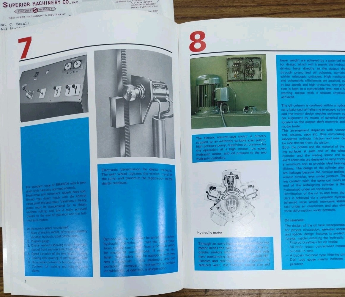 Branch Hydraulic Bending Rolls Denmark Brochure Industrial Machinery W/ Photo