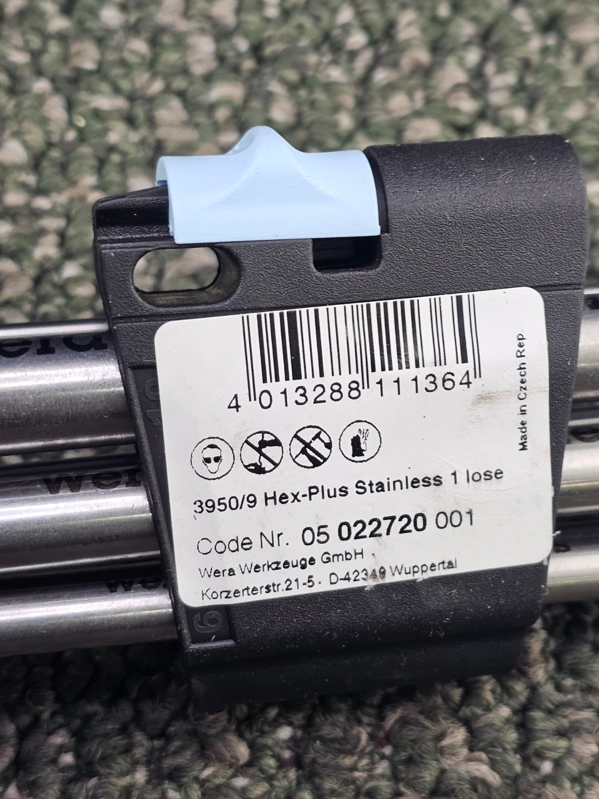Wera 05022720001 3950/9 Hex-Plus Stainless 1 L-key Assembly Metric
