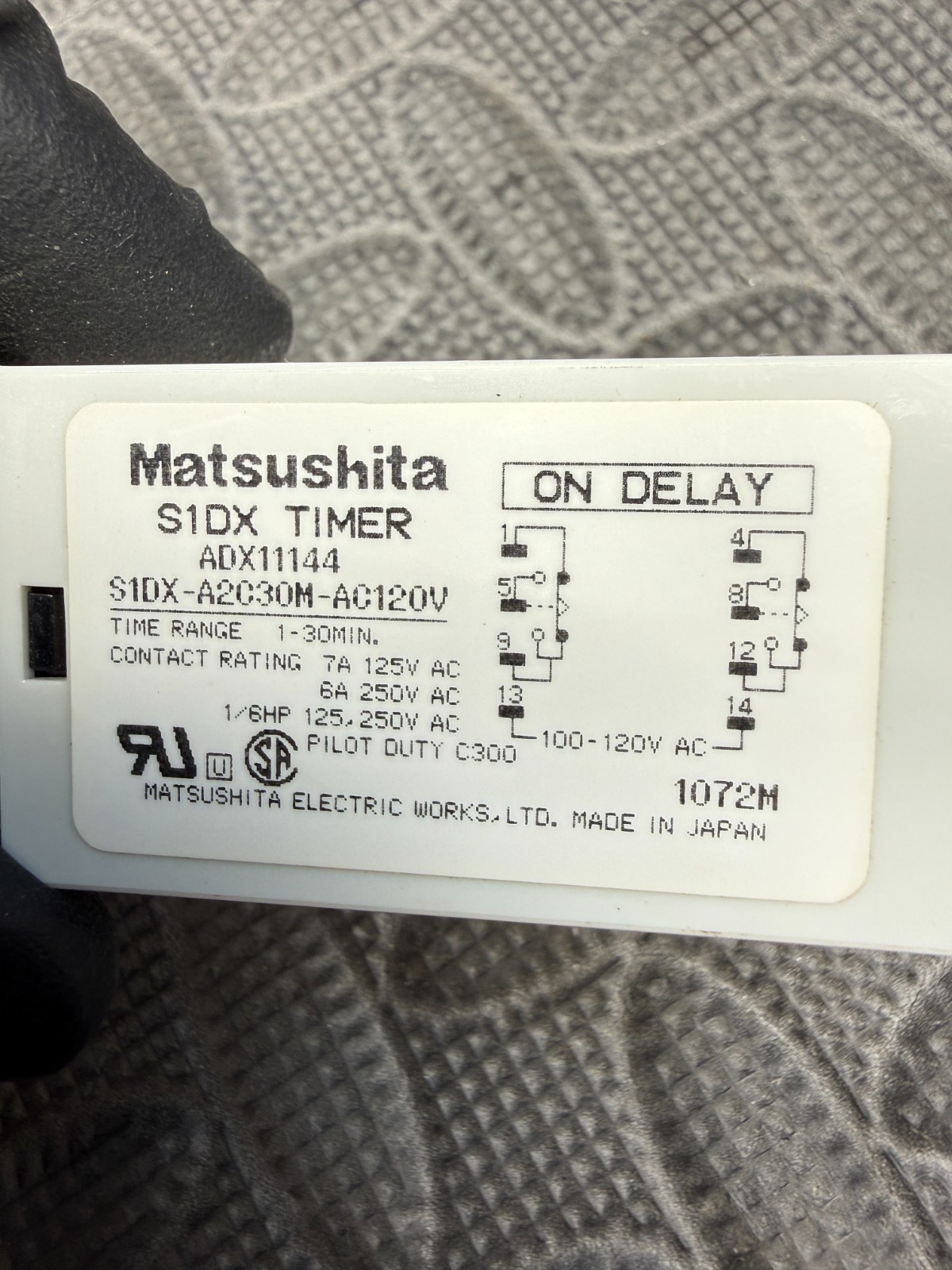 Lot of 6 – Matsushita S1DX 1-30Min 1/6HP Compact Industrial Time Delay Relays