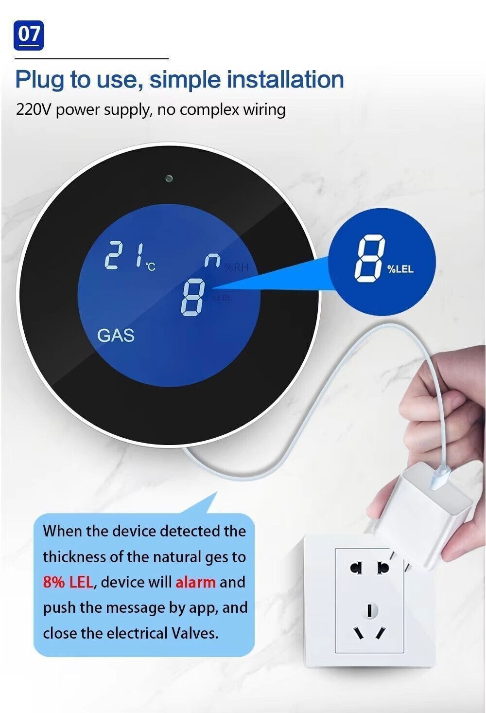 DIY Tuya APP WiFi Smart Natural Combustible Gas Leak Home Alarm Sensor Detector