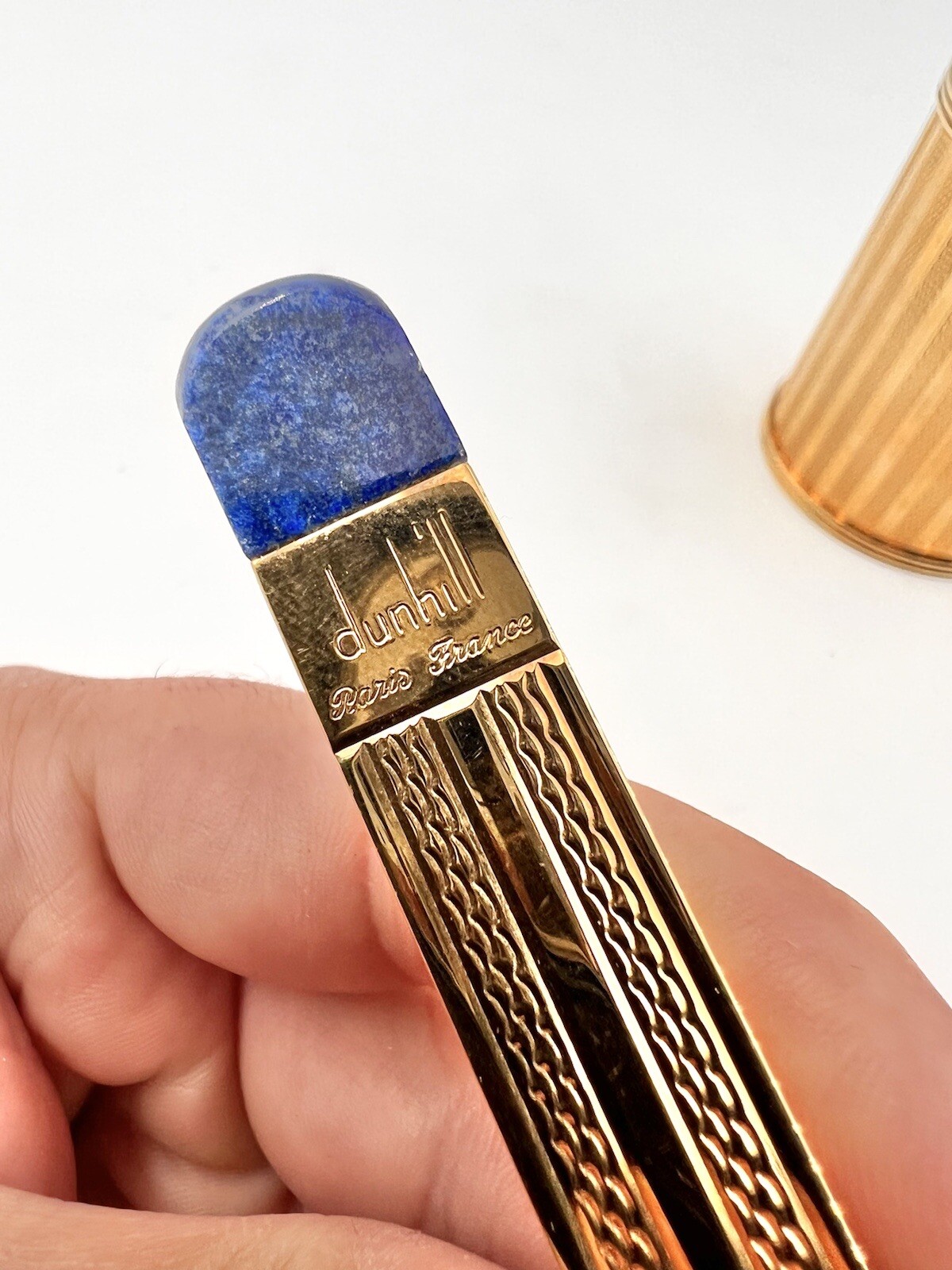 RARE DUNHILL PARIS FRANCE COLLECTION GOLD & LAPIS LAZULI DESK SET + ACCERSSORIES