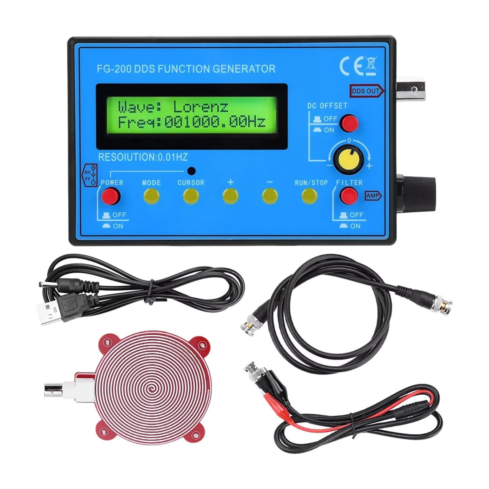 Multi Waveform Signal Generator DDS 15 Patterns 0.01Hz-500kHz with USB Cable