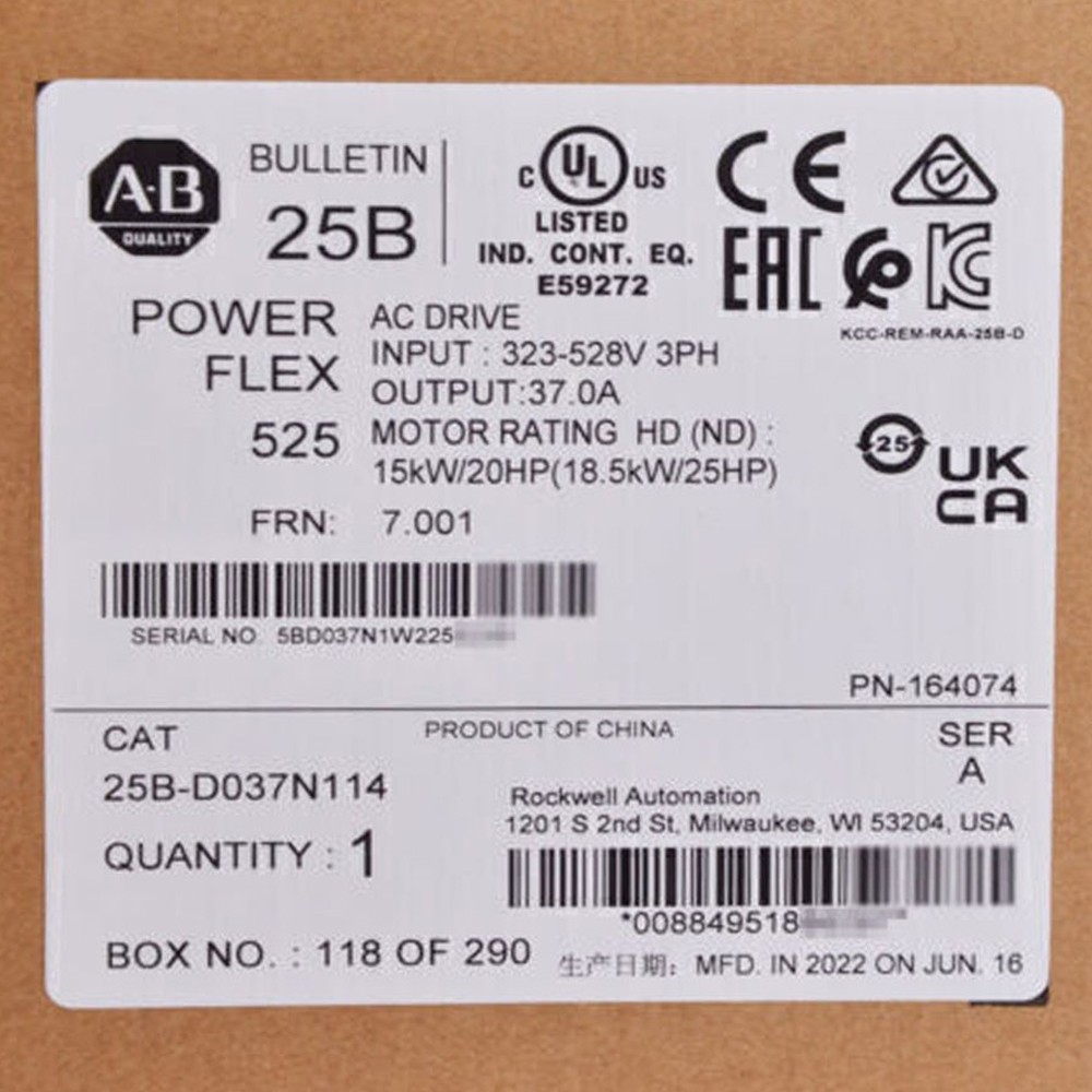 25B-D037N114 New PowerFlex 525 Drives 25B-D037N114