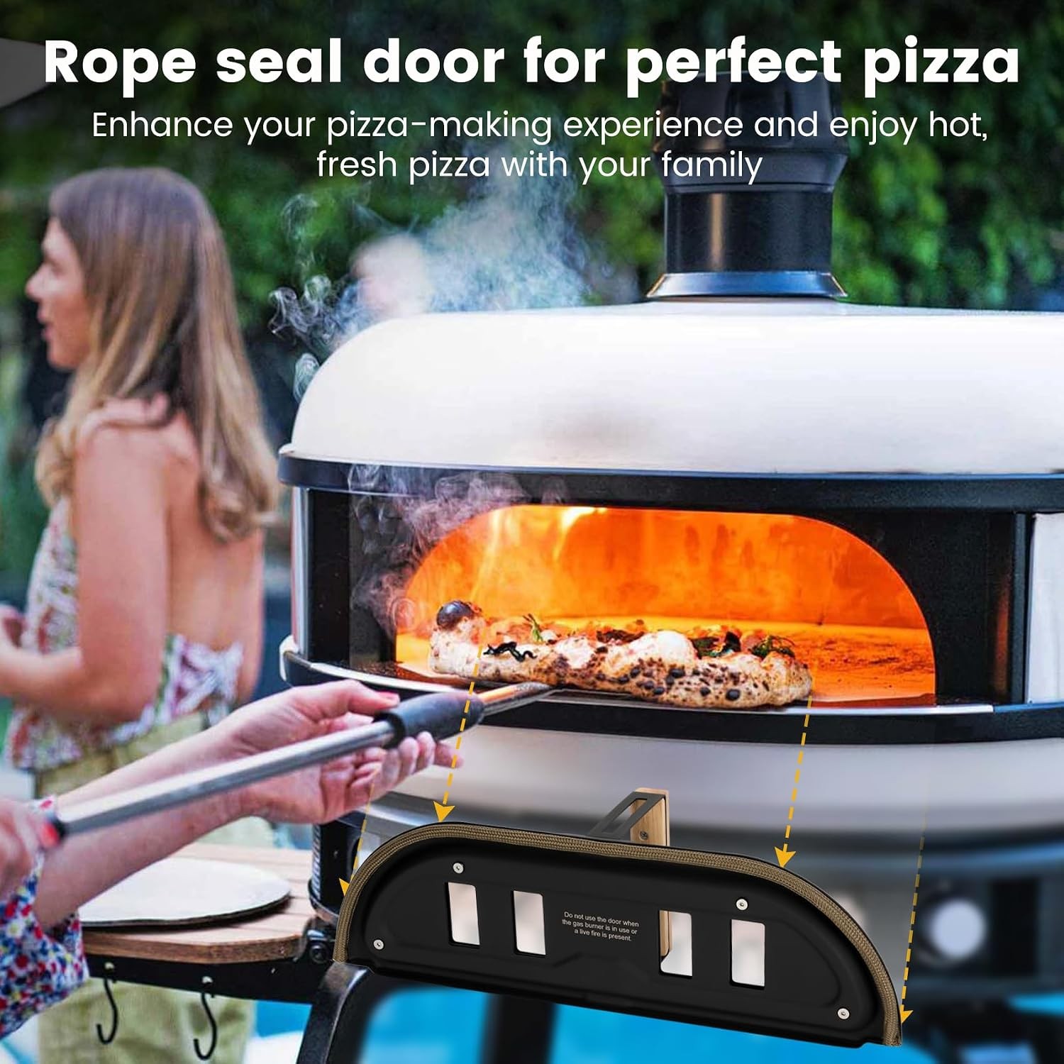 Dome Pizza Oven Door with Rope Seal,Sliding Vent Control,Compatible with Gozney