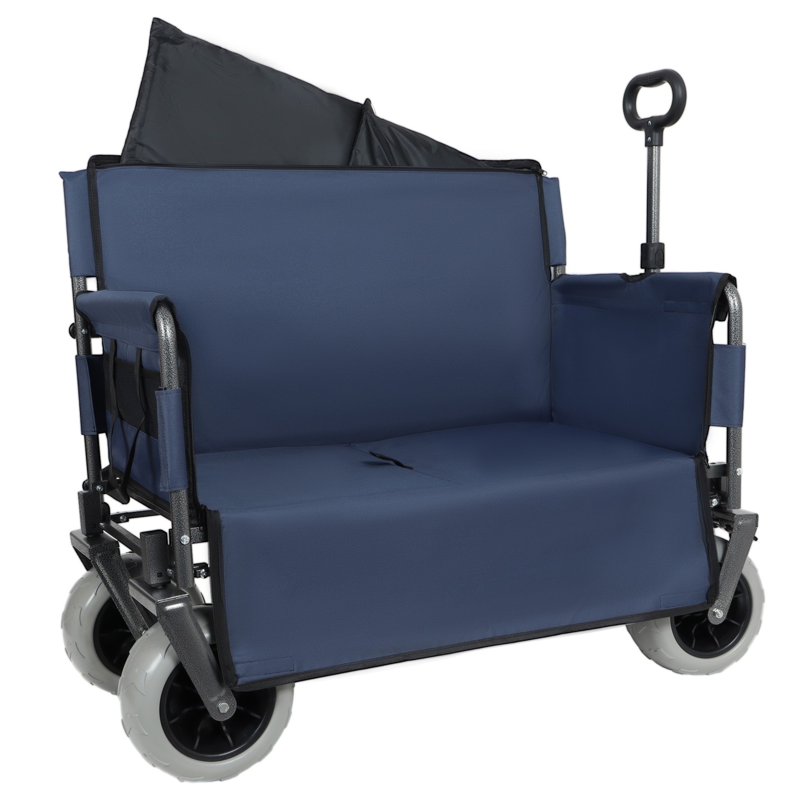 500lbs Heavy Duty 3-in-1 Folding Wagon Cart with Bench Seat & All-Terrain Wheels