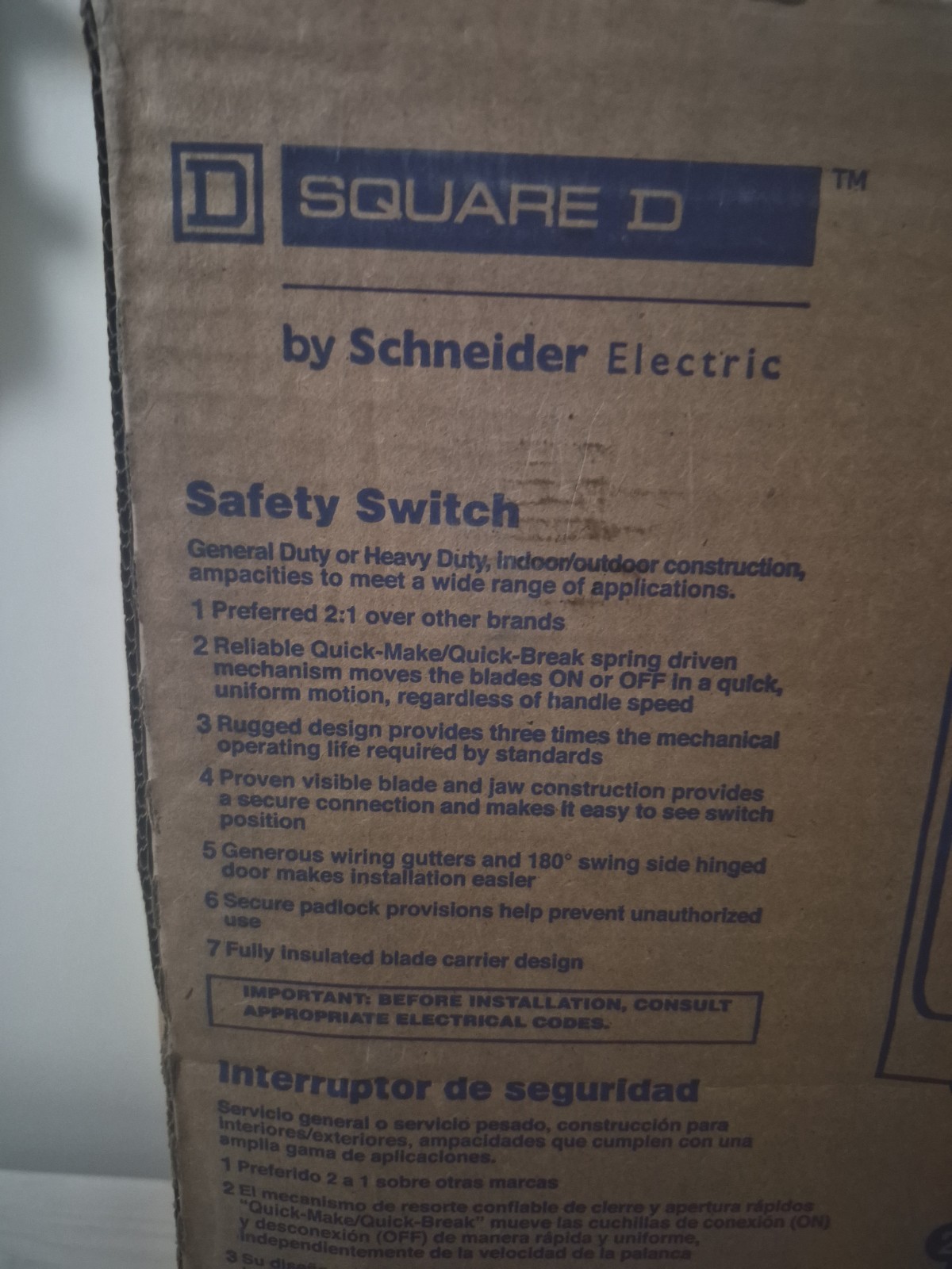 H323NRB Square D 100 Amp 240V 3P 4W Fusible Nema 3R Rated Disconnect