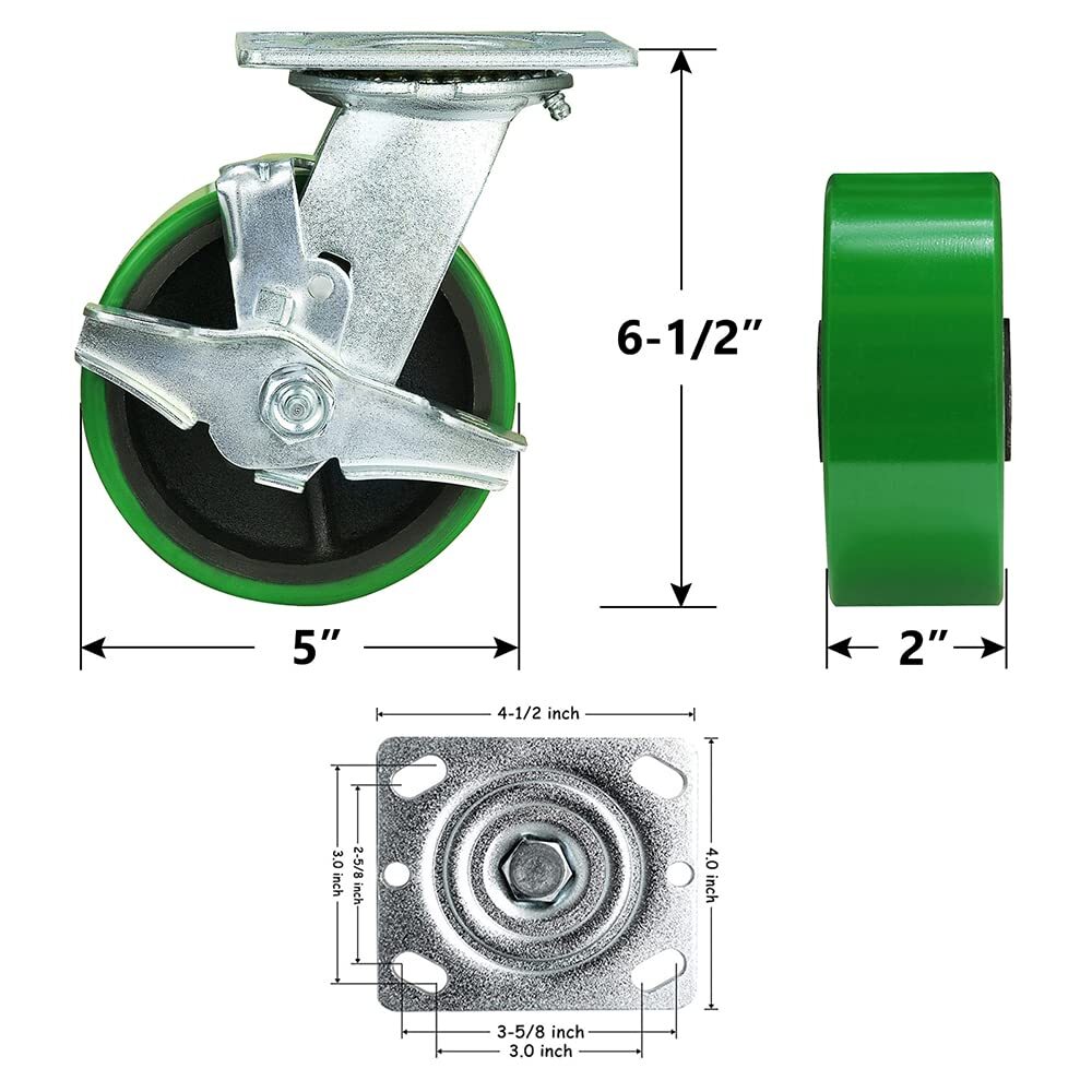 5 Inch Caster Wheels Heavy Duty,Capacity1000-4000LB