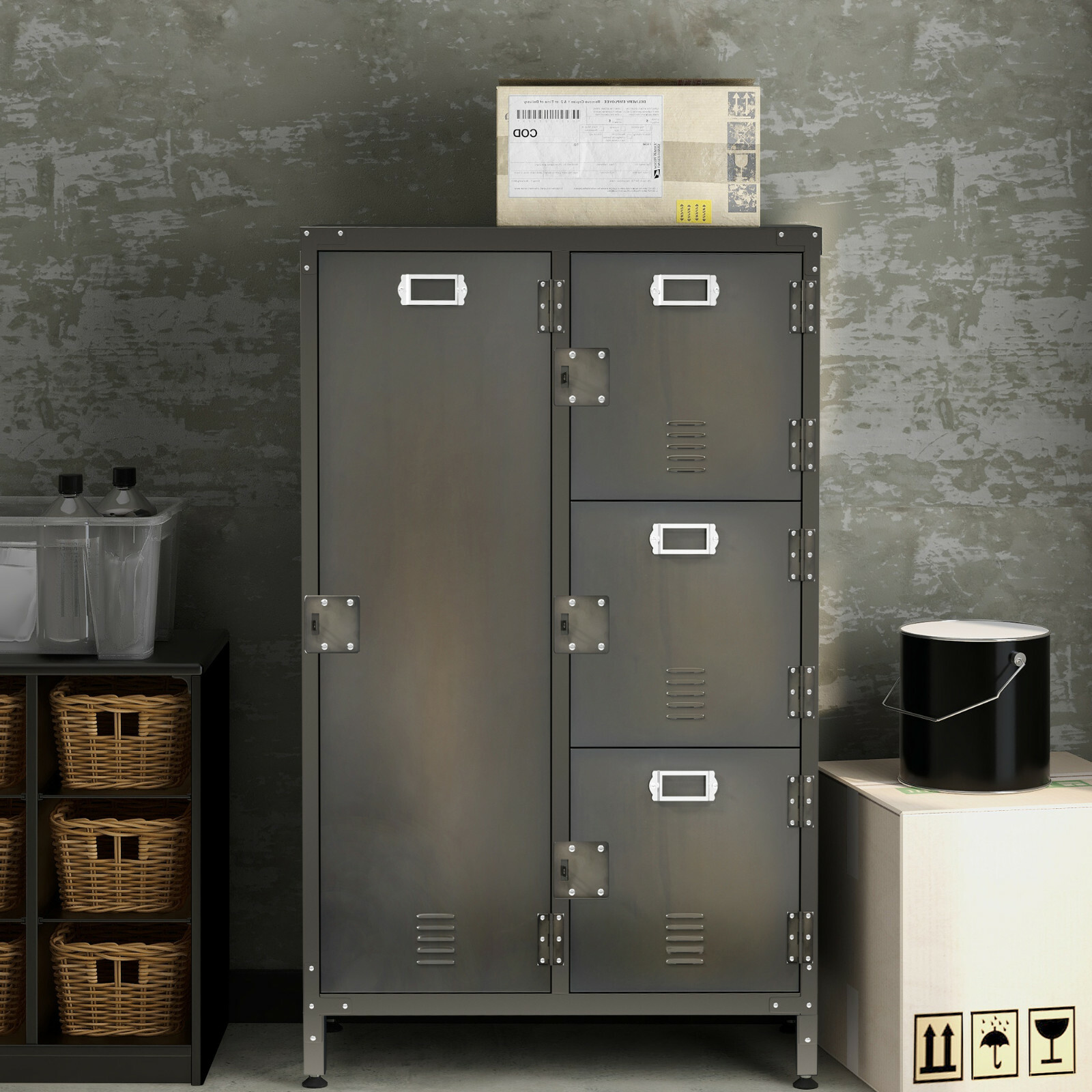 Metal Storage Cabinet Retro Style for Club Home Storage Lockers with 3/4/6 Doors