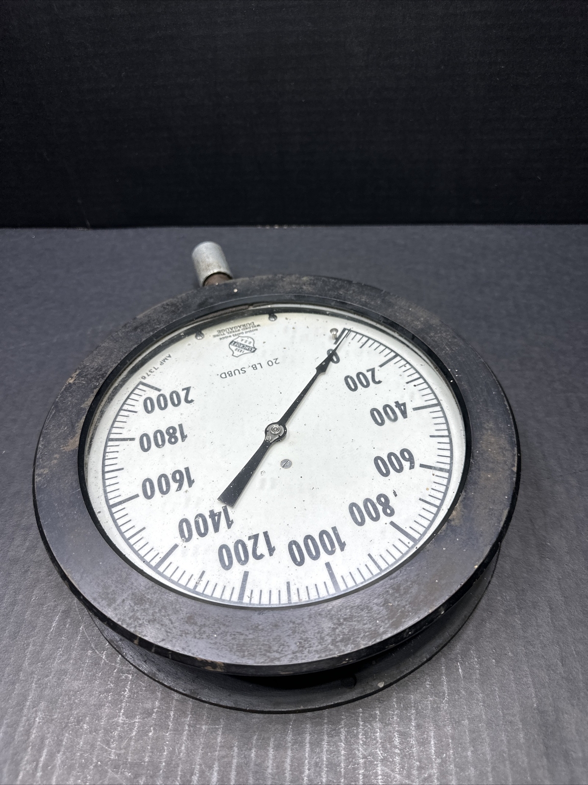 VINTAGE ASHCROFT GAUGE 20LB SUBD. AMP 7376 Welded Steel Tube DURAGAUGE