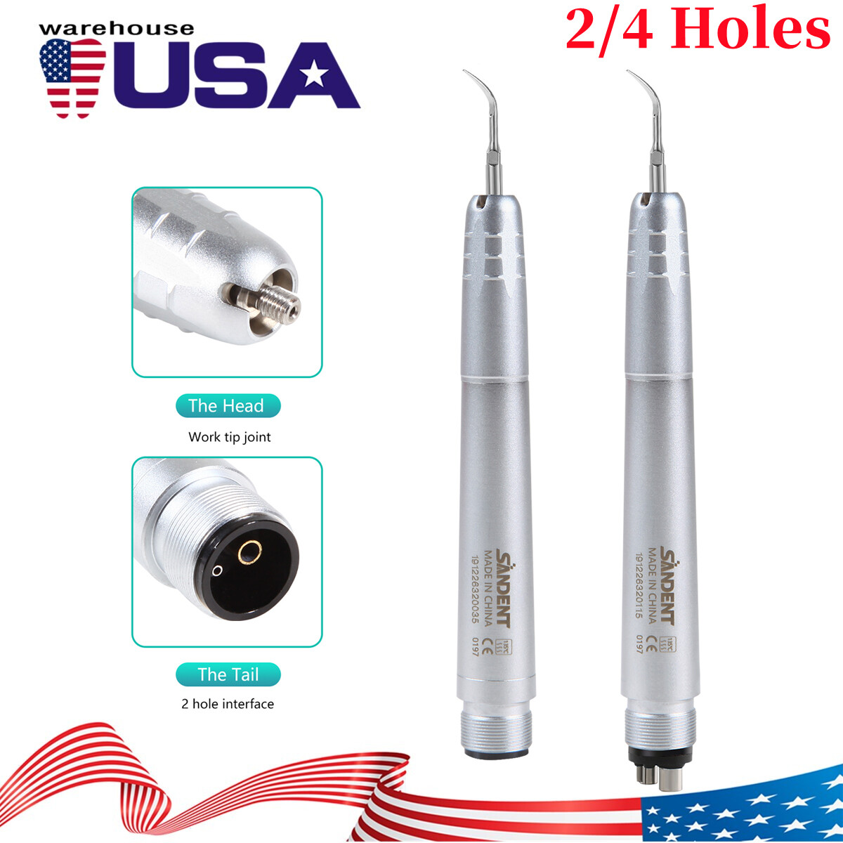 DentalSuper Sonic Ultrasonic Air Scaler Handpiece 2 Hole /4 Hole Scaling
