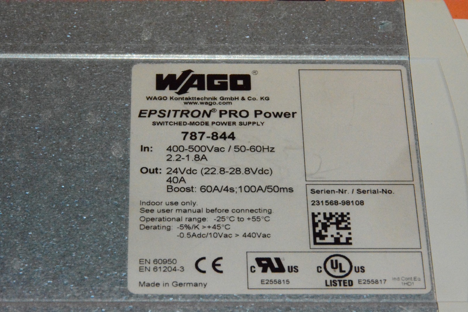 Wago Epsitron Pro Power 787-844 Switched-Mode Power Supply