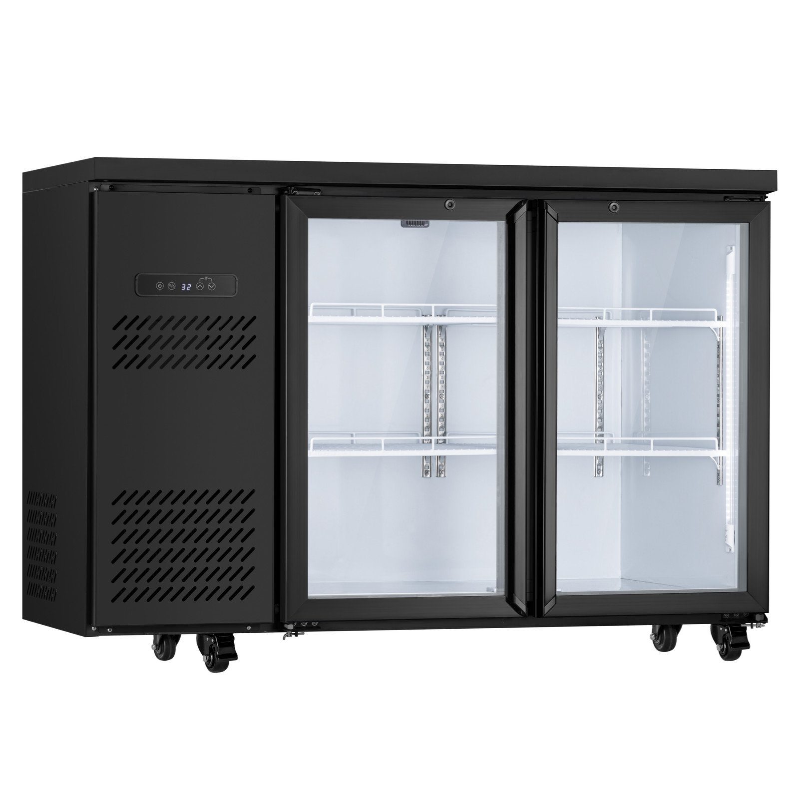 Yeego Back Bar Cooler Commercial Beverage Fridge Under Counter Glass Door Black