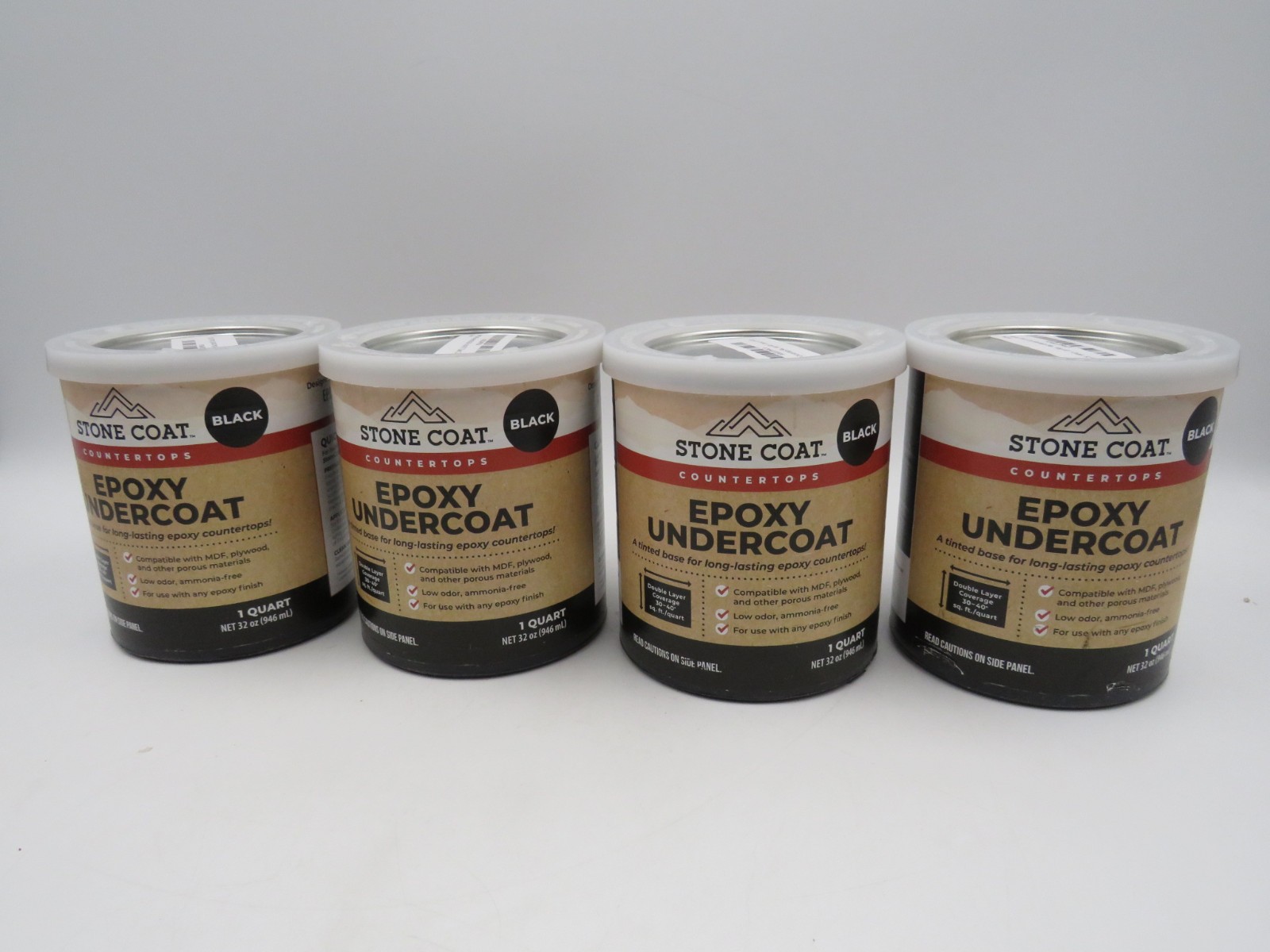 LOT OF 4 Stone Coat Countertops Epoxy Undercoat 1 Quart (32 Fl Oz Black) Epoxy