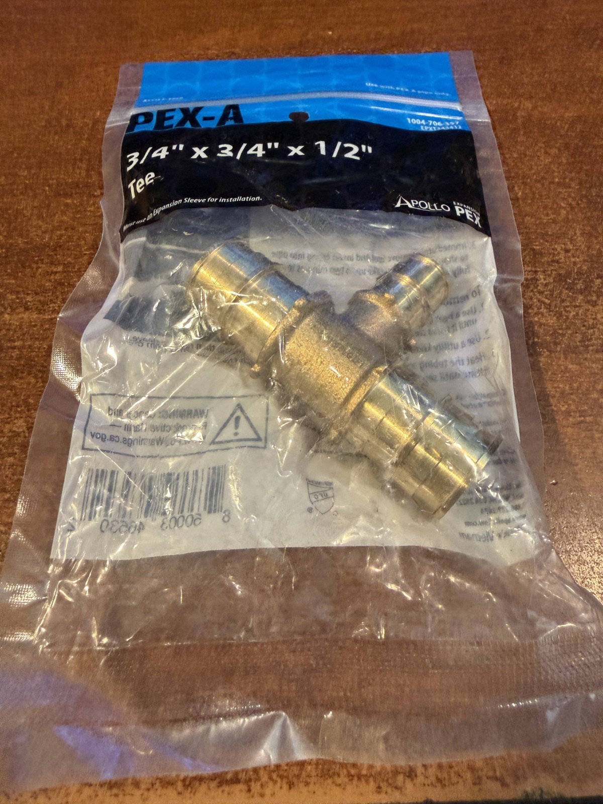 Apollo 3/4 in. x 3/4 in. x 1/2 in. Brass PEX-A Barb Reducing Tee Fitting