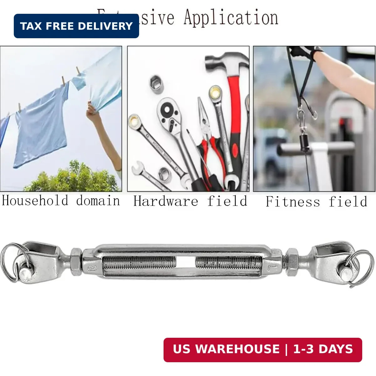 316 Stainless Steel Jaw and Jaw Open-Body Turnbuckle, 1/4″ (6mm) Thread Diameter