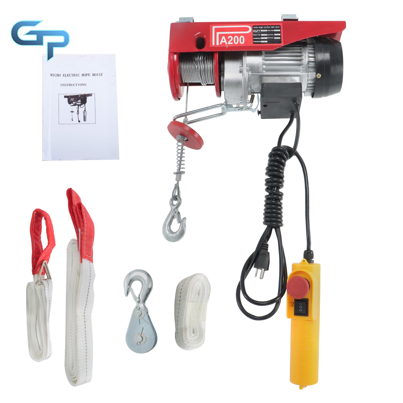 Electric Hoist 110V 440lbs/200kg w/ Safety Brake & 6.6ft Wired Remote Control