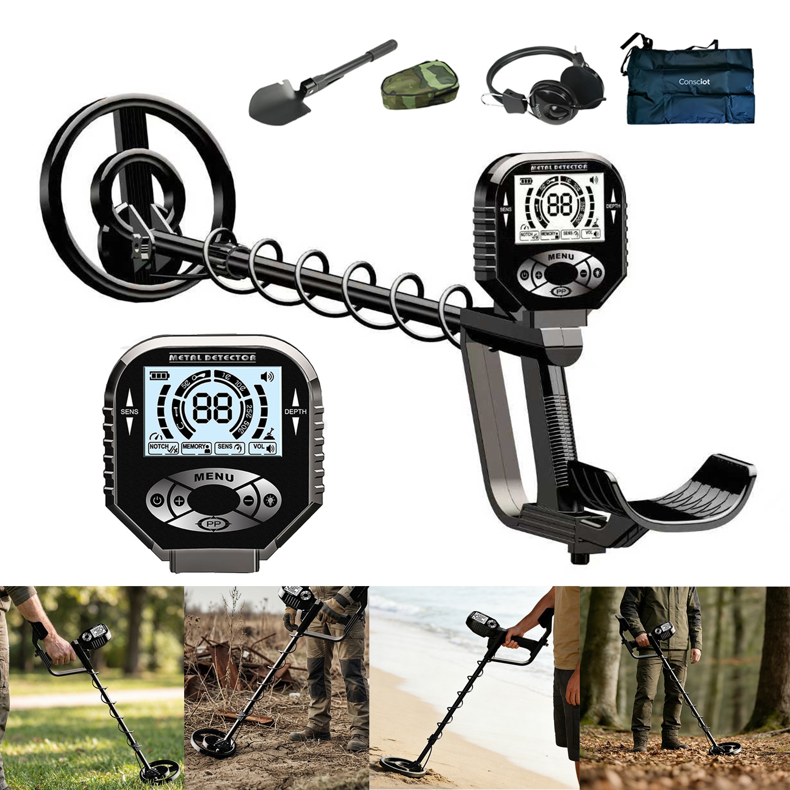 Metal Detector for Adults Professional, Pinpoint Metal Detector with LCD Disp…