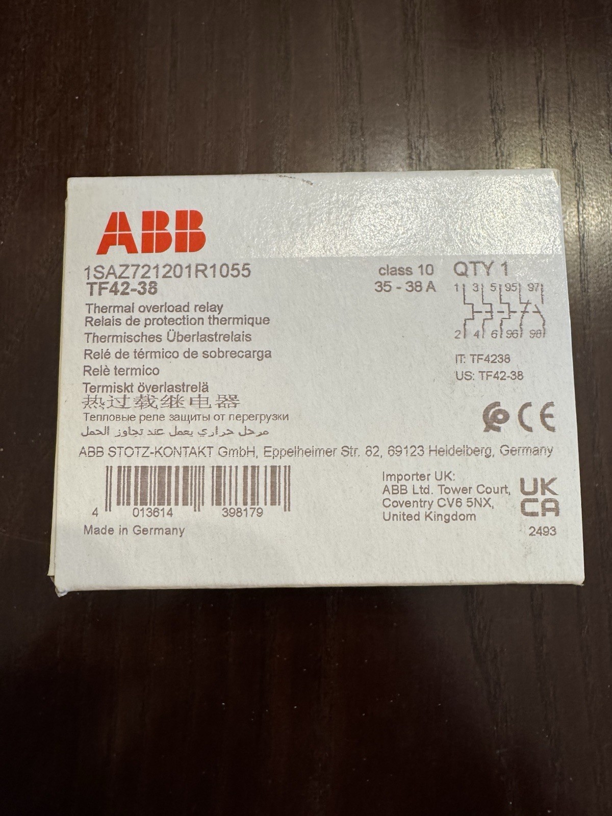 ABB Thermal Overload Relay TF Series TF42-38