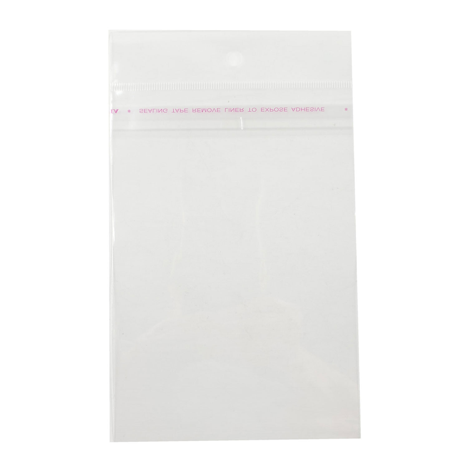 100 pcs Transparent OPP Bag w/Hang Hole Self Adhesive Seal upper side opp bags