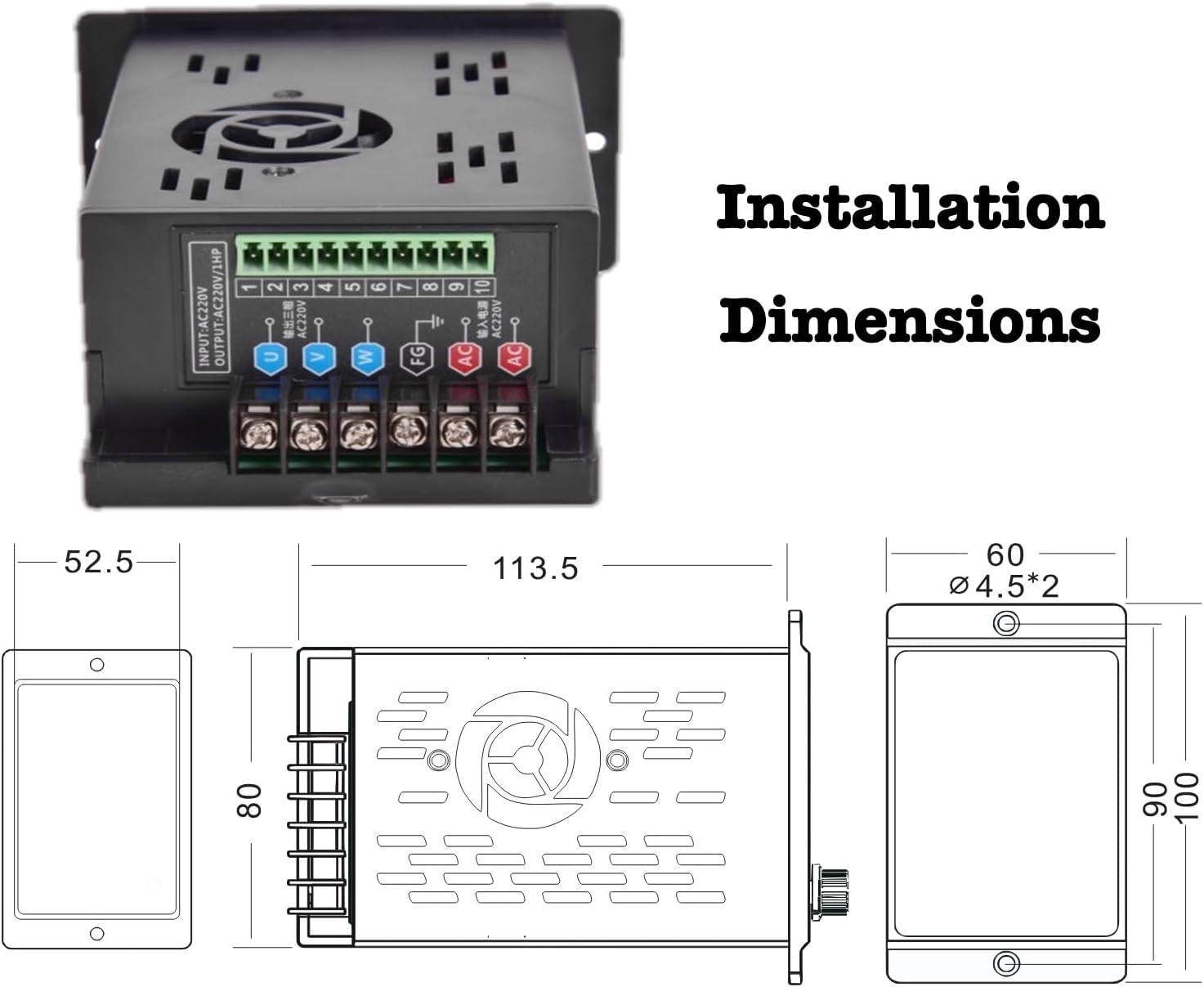 110V/220V 750W 1HP Single to 3 Phase Inverter VFD Motor Speed Controller VFD VSD